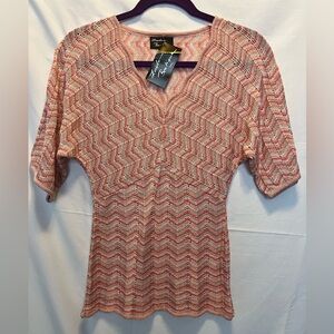 Delicate Pink and White Chevron Knit Top